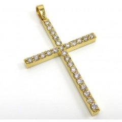 14k Yellow Gold 26 Diamond Prong Cross 1.10ct