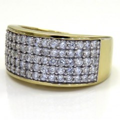 10k Yellow Gold Five Row Diamond Wedding Band Ring 1.43ct