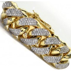 10k Solid Yellow Gold Xxl Diamond Miami Bracelet 9.25 Inch 27mm 24.23ct