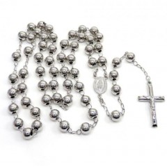925 Silver Rosary Italy Necklace 30 Inches 8mm