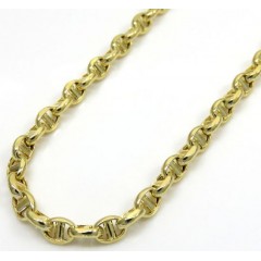 10k Yellow Gold Skinny Hollow Puffed Mariner Chain 18-24 Inch 3.00mm 