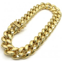 10k Yellow Gold Large Hollow Puffed Miami Bracelet 9 Inch 11mm