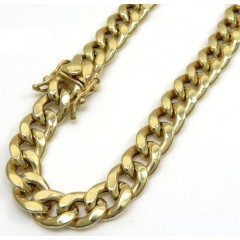 10k Yellow Gold Medium Hollow Puffed Miami Bracelet 9 Inch 8.20mm