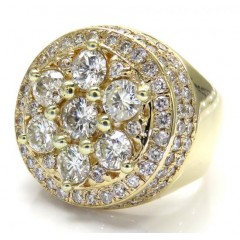 14k Yellow Gold Cluster Round Diamond Ring 4.50ct