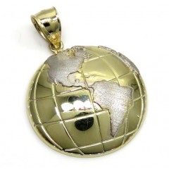 10k Two Tone Gold Small World Pendant 