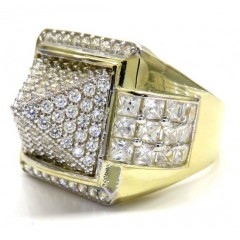 10k Yellow Gold Princess Cut Cz Pyramid Ring 7.00ct 