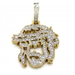 10k Yellow Gold Diamond Stencil Medium Jesus Piece 0.79ct