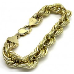 10k Yellow Gold Hollow Smooth Xl Rope Bracelet 9