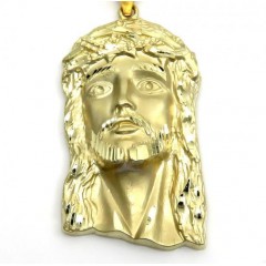 10k Yellow Gold Medium Classic Jesus Face Pendant 