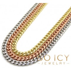 10k Yellow White Or Rose Gold Skinny Hollow Puffed Miami Chain 18-24