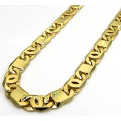 14k Yellow Gold Solid Tiger Eye Link Chain 24-26 Inches 6mm