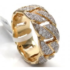 14k Yellow Gold Solid Fully Iced Diamond Cuban Ring 1.61ct