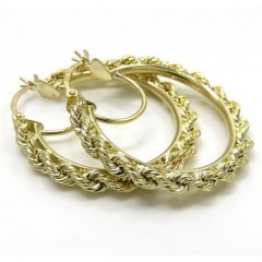 Ladies 10k Yellow Gold 3mm Rope Hoops 