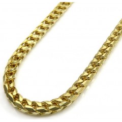 10k Yellow Gold Tight Hollow Franco Link Chain 24 Inch 3.2mm