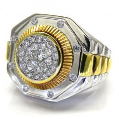 10k Two Tone Diamond Gold Presidential Style Ring 0.71ct