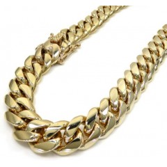 14k Yellow Gold Solid Miami Link Chain 26-30