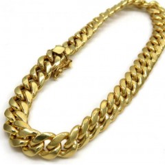 10k Yellow Gold Medium Hollow Puffed Miami Bracelet 8.50 Inch 7.50mm
