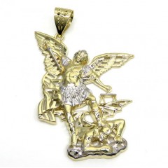 10k Two Tone Gold Medium Angel V Demon Saint Michaels Pendant