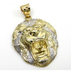 10k Two Tone Gold Medium 3d Lion Head Pendant