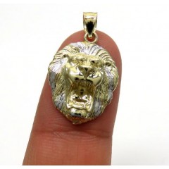 10k Gold Mini 3d Lion Head Open Back Pendant