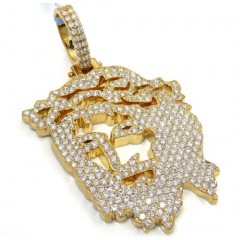 14k Yellow Gold Diamond Stencil Extra Large Jesus Piece 4.76ct