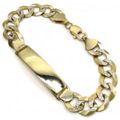 14k Yellow Gold Diamond Cut Cuban Id Bracelet 8.75 Inch 11.30mm 