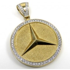 10k Yellow Gold Large Diamond Star Medallion Pendant 2.02ct