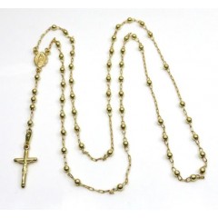 14k Yellow Gold Smooth Bead Rosary Chain 26 Inch 3mm