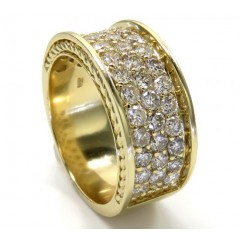 10k Yellow Gold 3 Row Big Diamond Wedding Band Ring 2.52ct