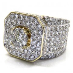 10k Yellow Gold Fully Iced Out Diamond Xl Ring 8.41ct