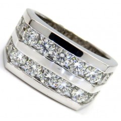 14k White Gold 2 Row 20 Pointer Diamond Wedding Band Ring 3.70ct