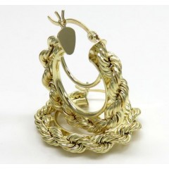 Ladies 10k Yellow Gold Small Rope Hoops 