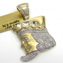 10k Yellow Gold Diamond King Of Clubs Head Pendant 0.96ct