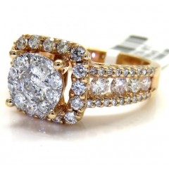 14k Rose Gold Round Diamond Square Halo Engagement Ring 1.71ct 