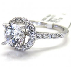 Ladies 14k White Gold Round Diamond Halo Engagement Ring 0.37ct