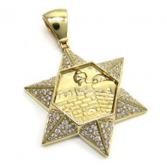 14k Yellow Gold Diamond Star Of David Pendant 1.06ct