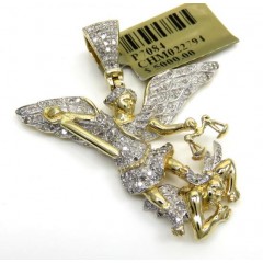 10k Yellow Gold Medium Diamond Angel Vs Demon Pendant 0.54ct