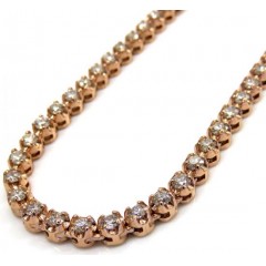 10k Rose Gold Round 5 Pointer Diamond Tennis Chain 18-26 Inches 3.50mm 7.70ct