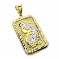 10k Two Tone Gold Xl Solid Back Gold Bar Pendant