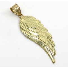 14k Yellow Gold Medium Diamond Cut Angel Wing Pendant 