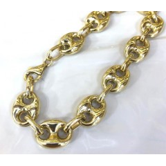 14k Yellow Gold Hollow Gucci Puffed Link Bracelet 11mm 8.5