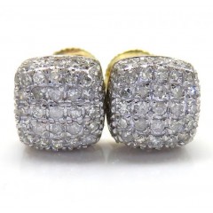 10k Yellow Gold Diamond 7 Row Cube Earrings 0.55ct