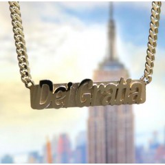 14k Yellow Gold Custom Name Plate With Miami Chain 16-24 Inches 2.60mm