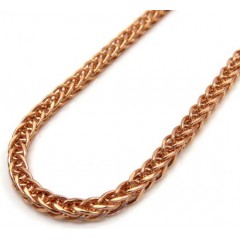 10k Rose Gold Hollow Wheat Franco Chain 24 Inch 2.5mm