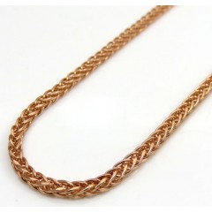 10k Rose Gold Skinny Hollow Wheat Franco Chain 24 Inch 2mm