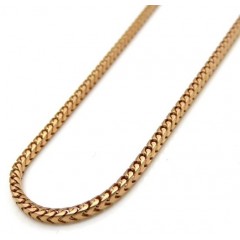 14k Rose Gold Skinny Solid Tight Franco Link Chain 18-24 Inches 1.5mm