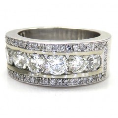 14k White Gold Jumbo Diamond Wedding Band Ring 3.60ct