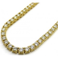 14k Yellow Gold Round 10 Pointer Diamond Tennis Chain 22