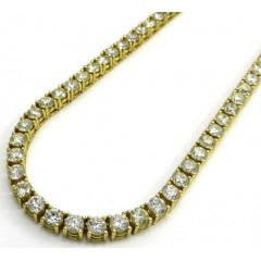 14k Yellow Gold Round 25 Pointer Diamond Tennis Chain 18-26