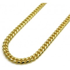 14k Yellow Gold Skinny Tight Link Miami Chain 16-24